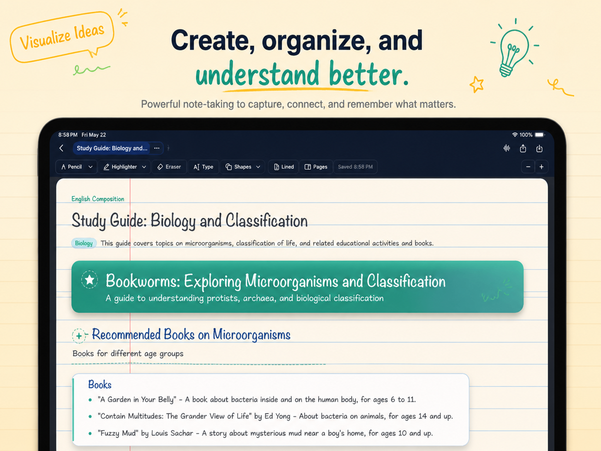 Scholars Notes handwritten study guide on Biology and Classification